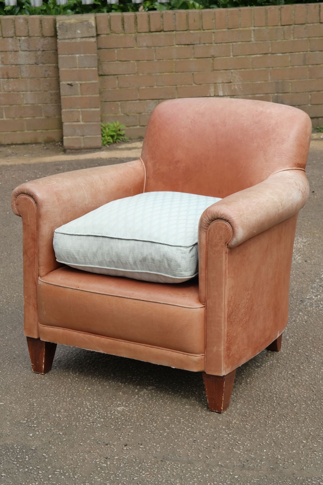 Laura Ashley Burlington Leather Library Club Fireside Leather Armchair Tan