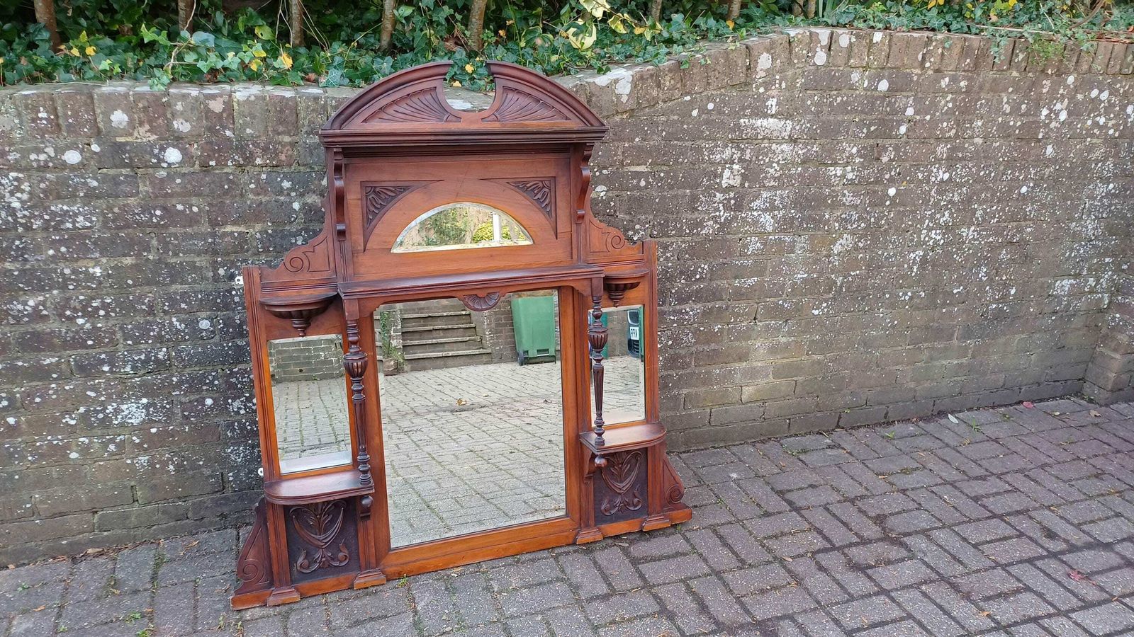 Massive Imposing High Quality Mahogany Over Mantel Mirror Wealth Of Decorative Features 4 Bevelled Mirrors photo furniture