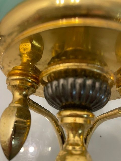 Large Brass Green Murano Glass Sconces Set Of 2 photo vinterior