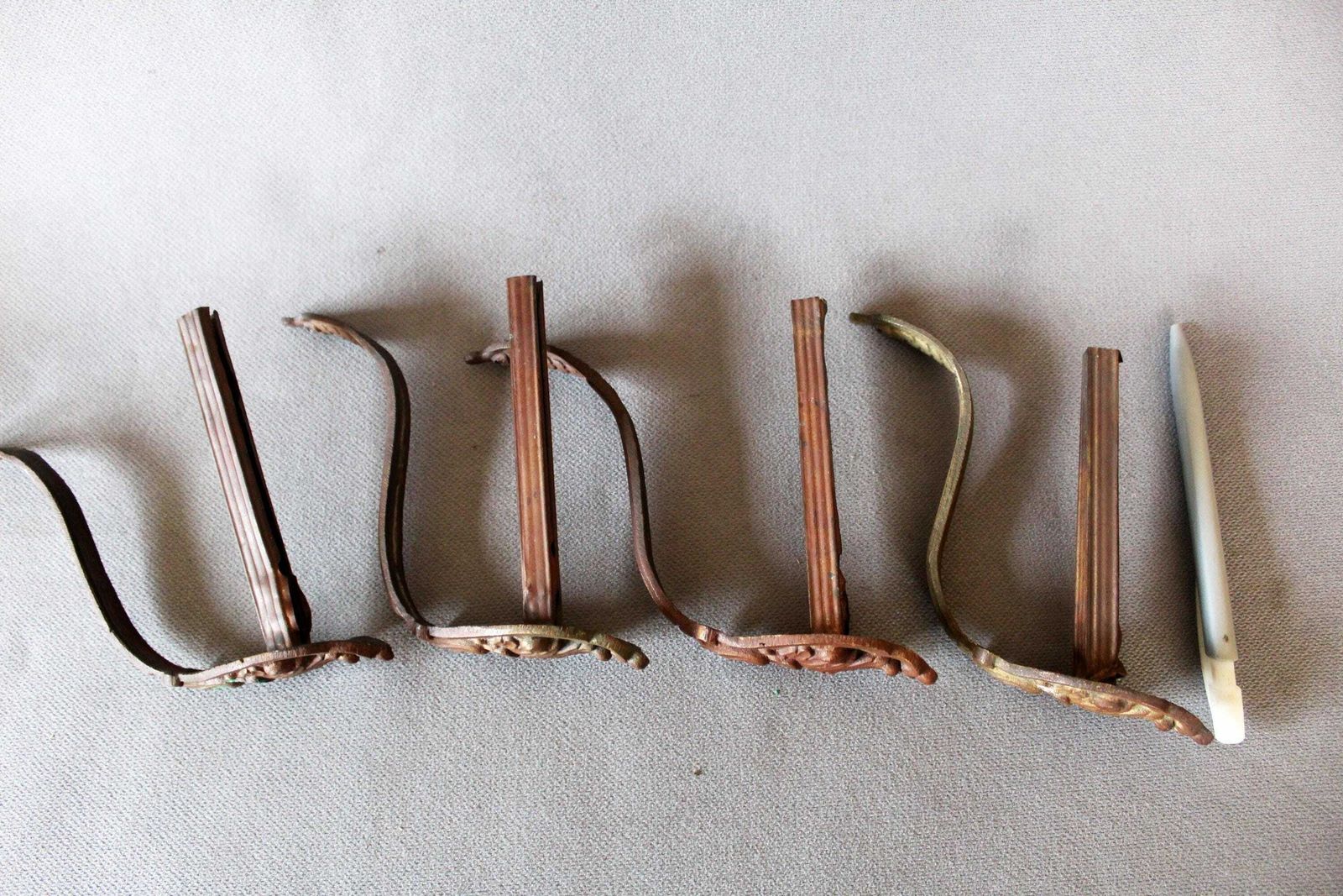 4 Antique Brass French Empire Regency Curtain Pole, Cutrain Holder Brackets, Curtain Support, Napoleon, Castle Hardware Restoration, Tieback photo 52.0