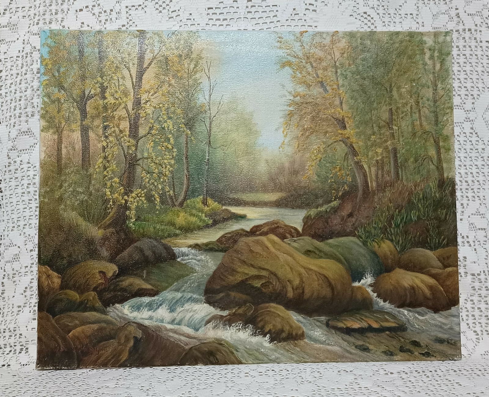 Original Oil Painting River Tavy Dartmoor Devon On Stretched Cotton Canvas Unframed Artist Signed. photo Art