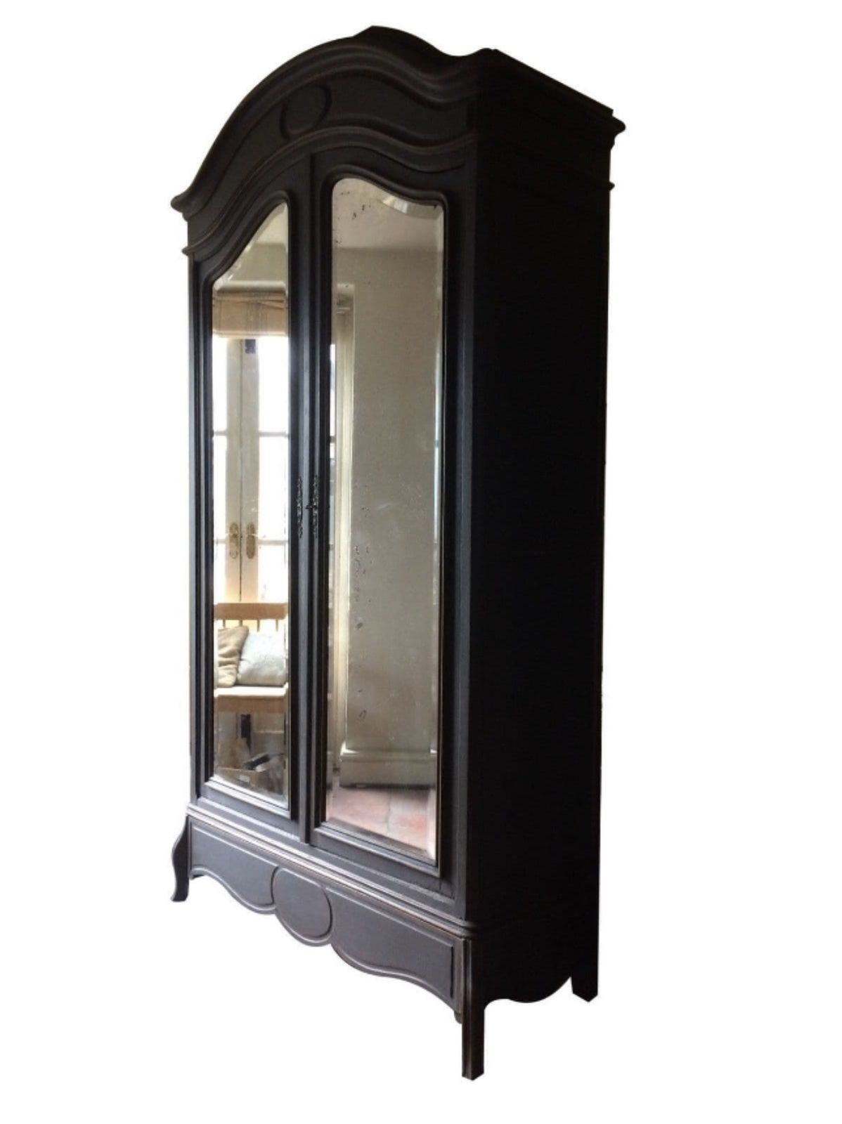 Black Painted French Mahogany Armore Hall Linen Cupboard