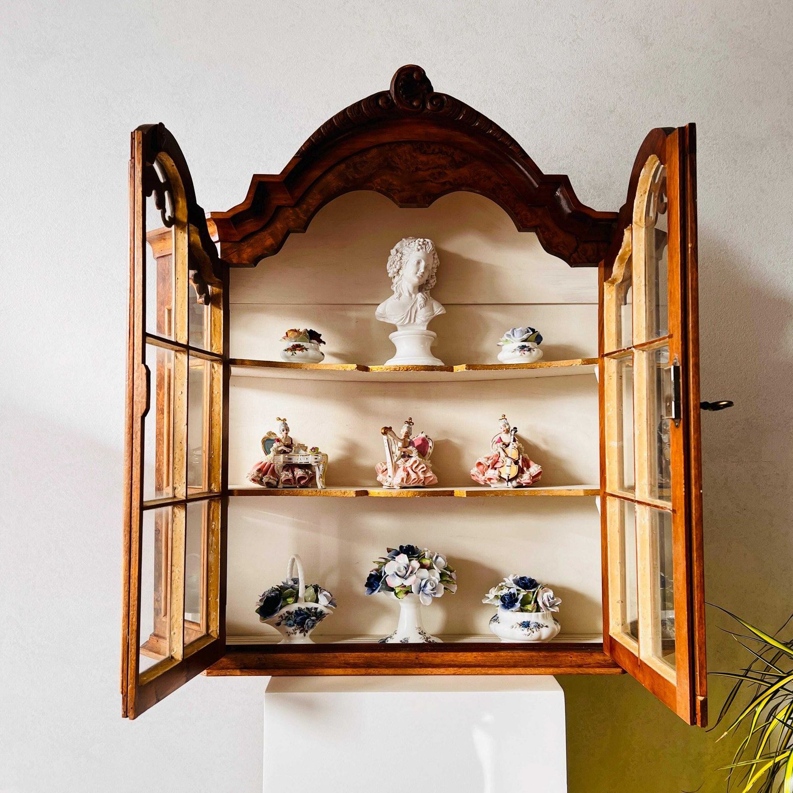 photo for sale Vintage Wooden Display Cabinet, Dutch Wall Cabinet, Cabinet With Key And 2 Doors