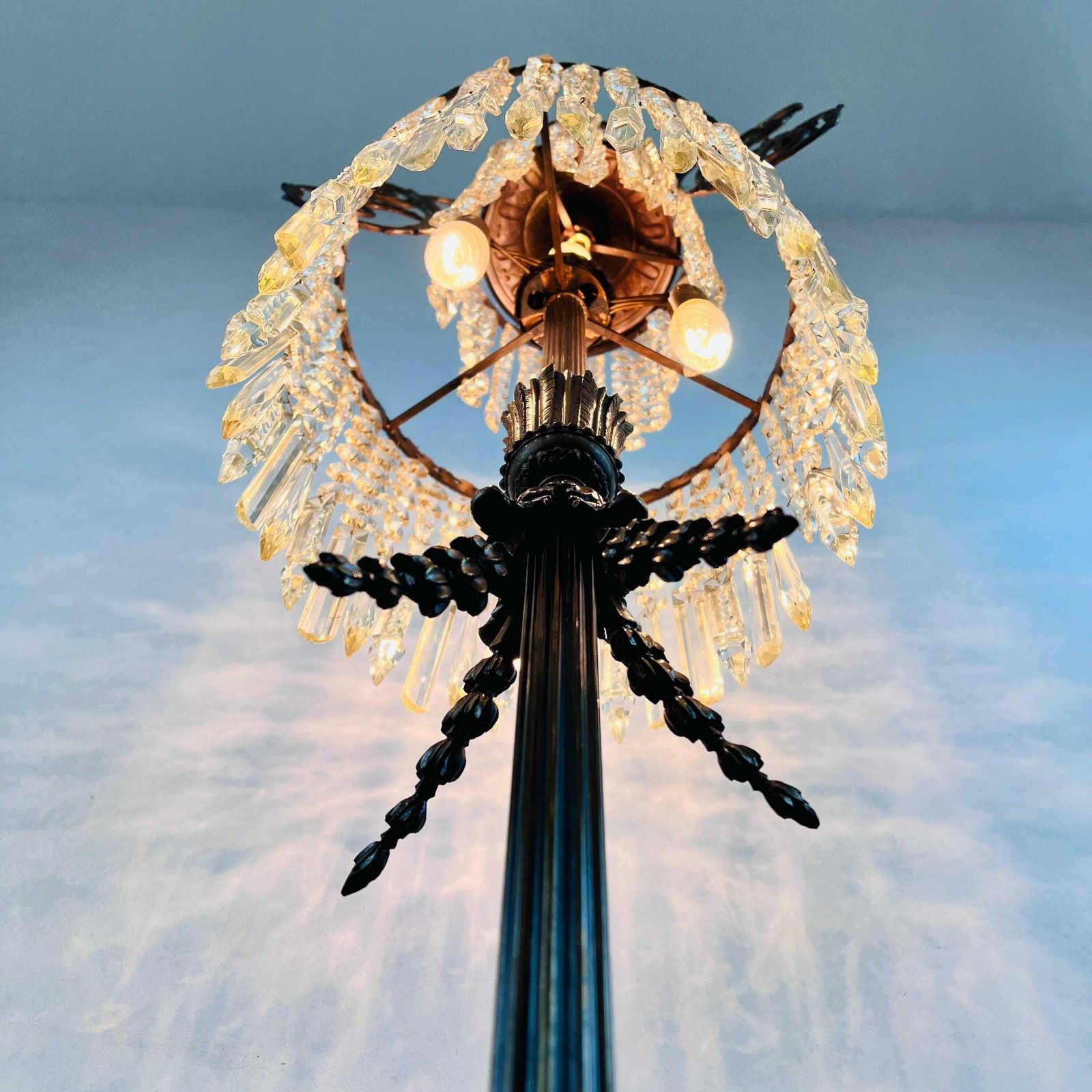 Antique Floorlamp, Crystals And Brass, Freestanding Lamp, Home Decor, Interior Design photo 2382.0
