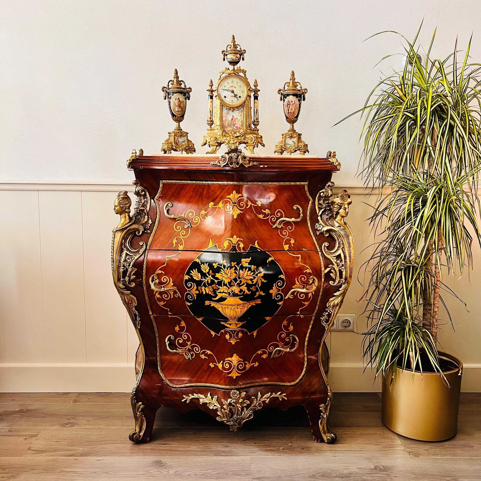 Vintage Cabinet In French Louis XV Style And Hand Painted