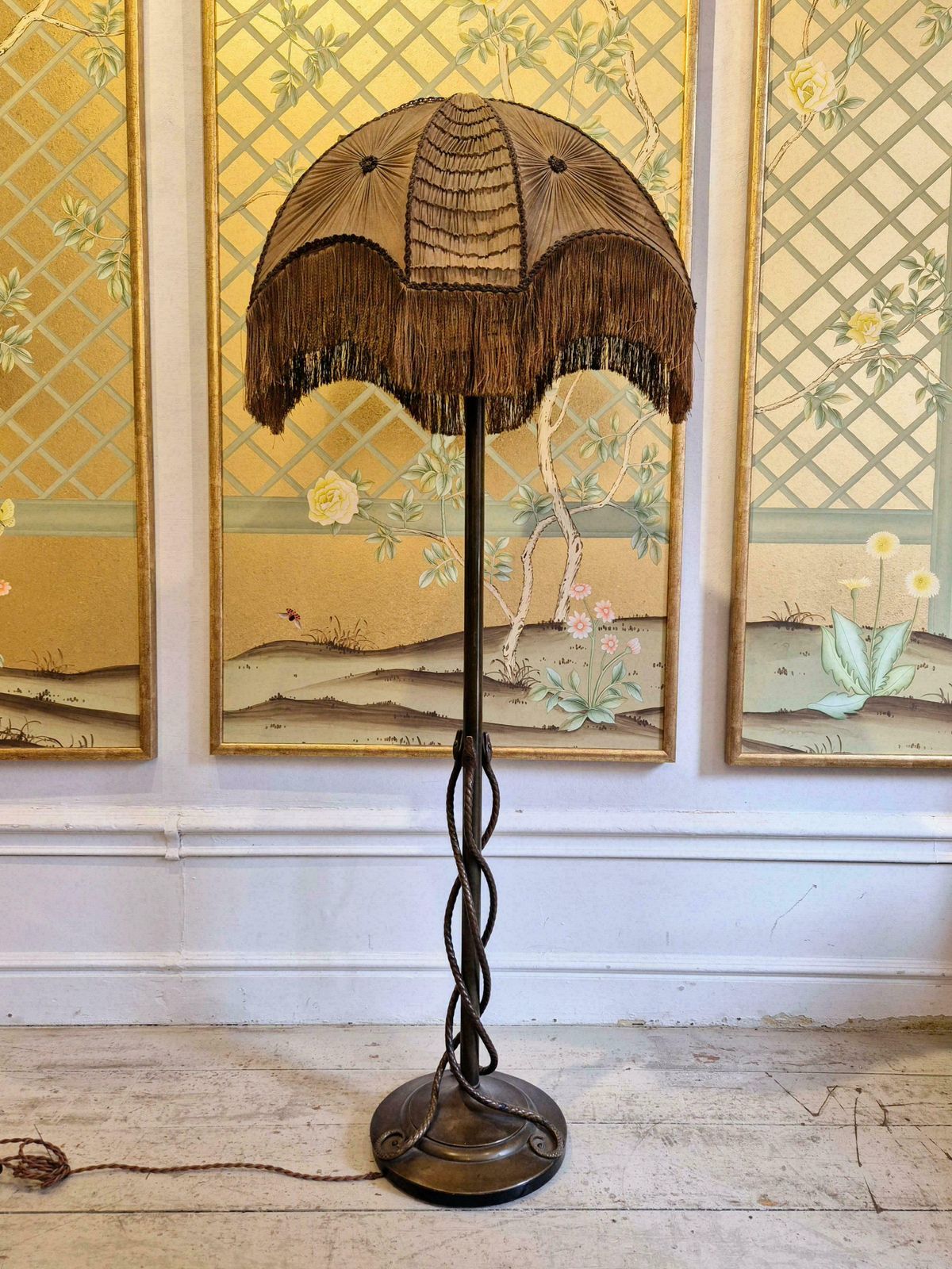 Rare Exquisite Bronze Floor Lamp With Entwined Snakes, Early 1900s. photo furniture