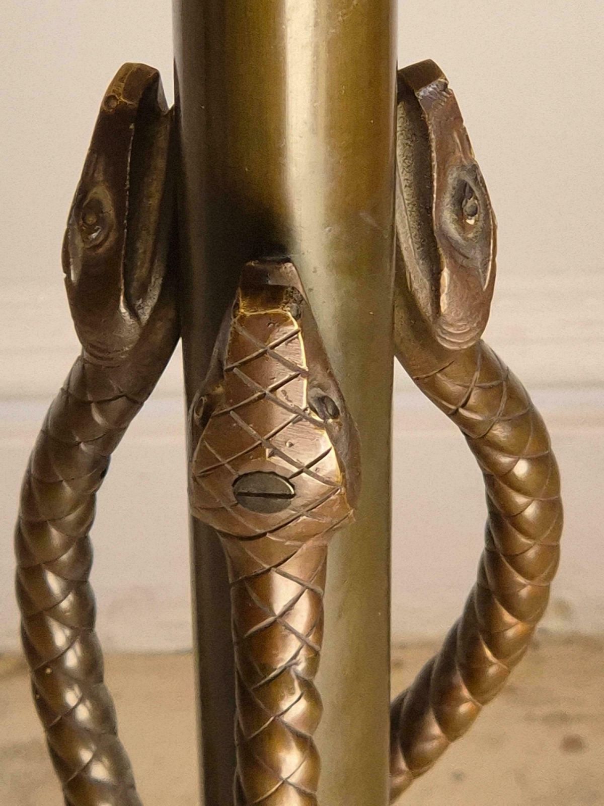 photo furniture Rare Exquisite Bronze Floor Lamp With Entwined Snakes, Early 1900s.