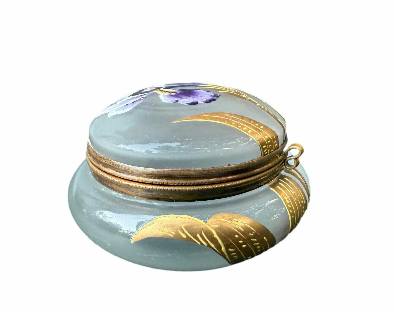 Art Nouveau Enamelled Glass Box Floral Decoration Gift For Her photo buy