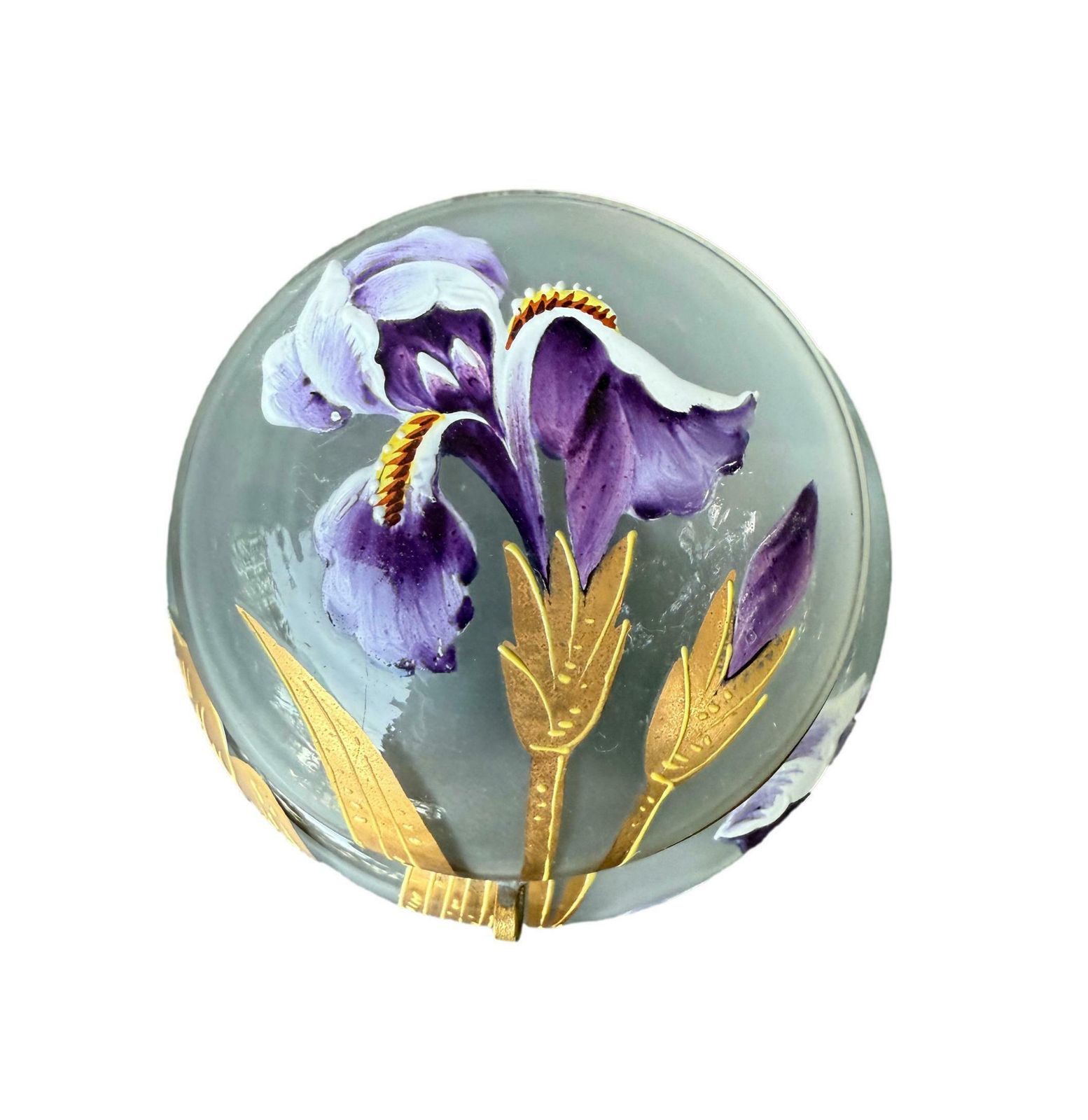 Art Nouveau Enamelled Glass Box Floral Decoration Gift For Her photo vintage