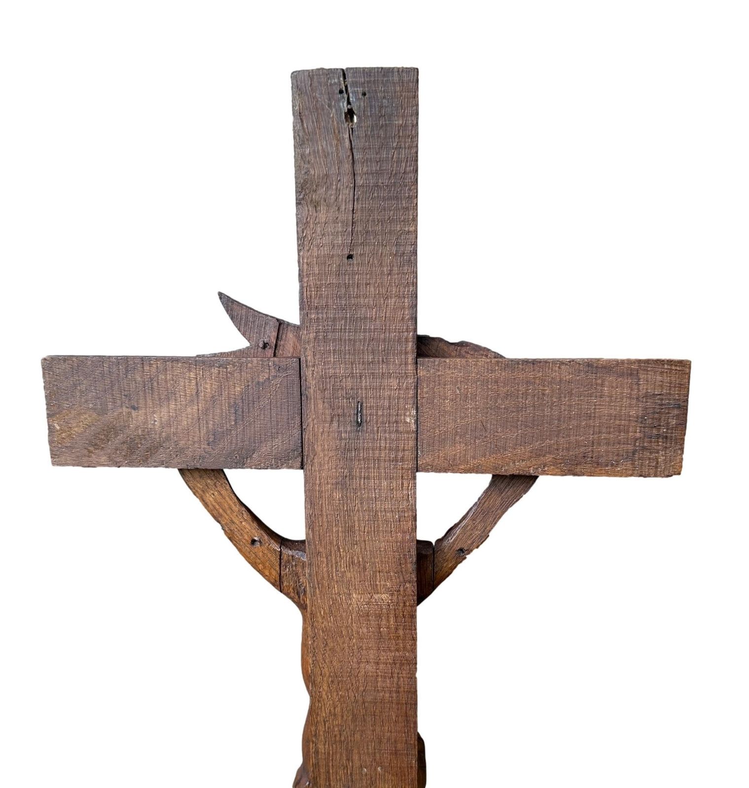 photo for sale Large Hand Carved Wood Wall Cross   Folk Art   Altar Wooden Crucifix   Wood Jesus Corpus Statue