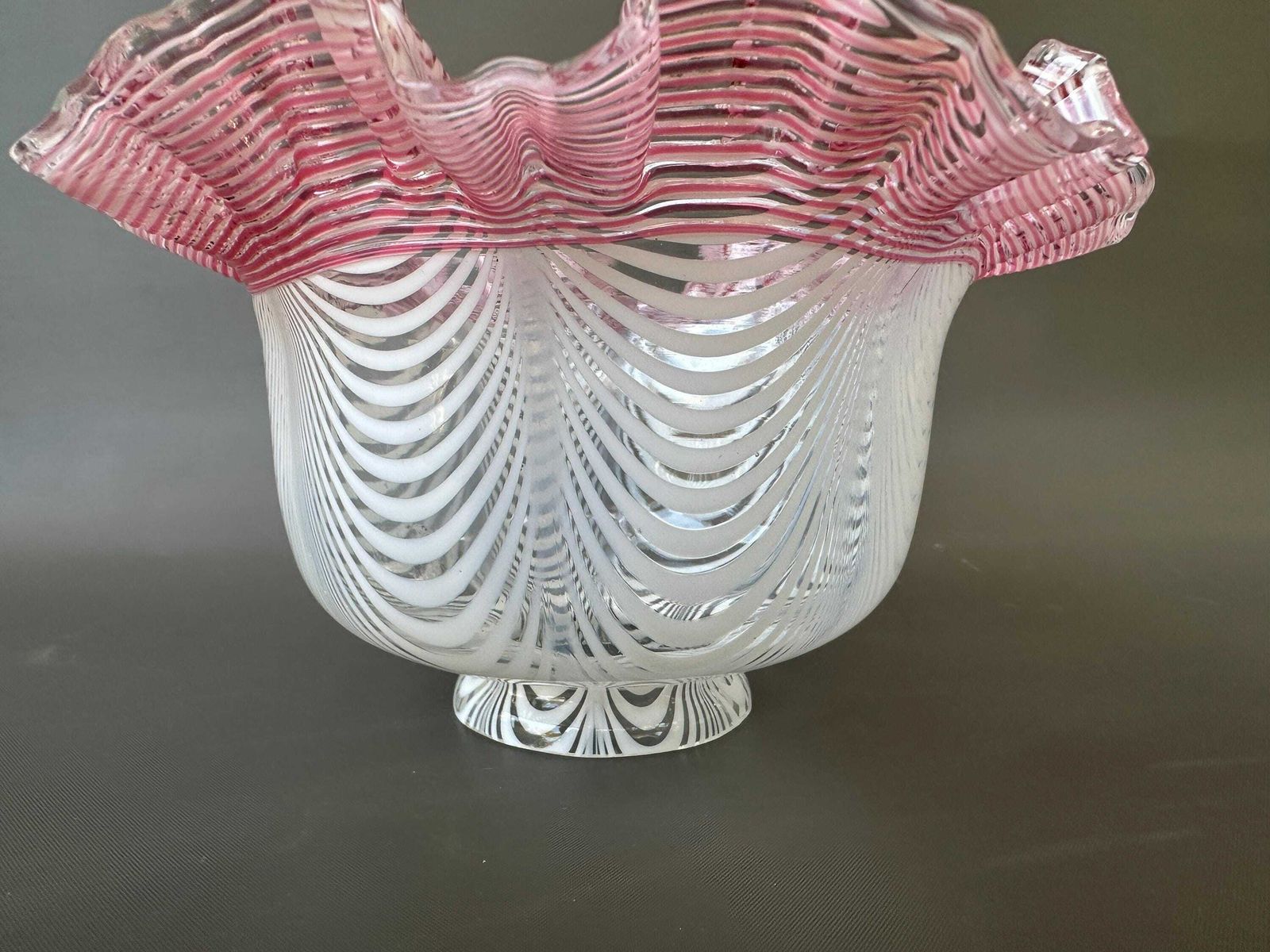 Antique French Tulip Red And White Glass Lamp Shade Xxe Gift For Her photo for sale