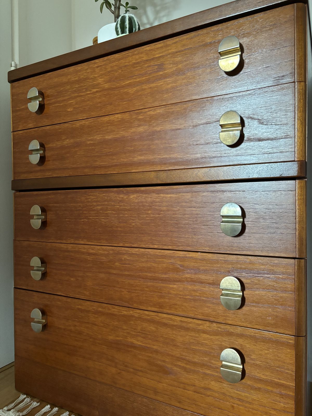 photo for sale Mid Century Stag Teak Chest Of Drawers With Chrome Handle Design By Ron Carter