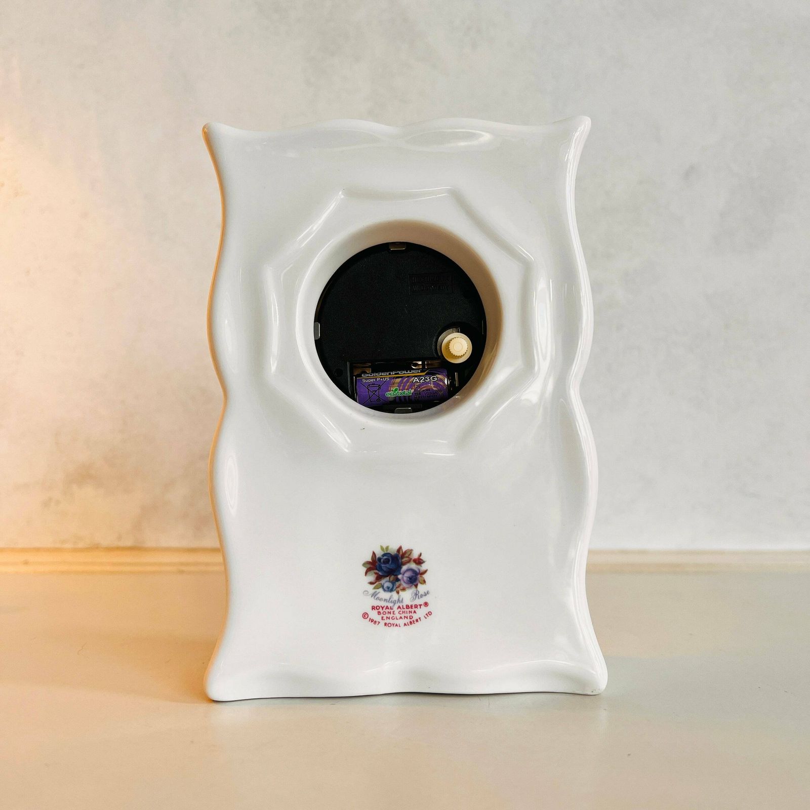photo furniture Original Royal Albert Moonlight Rose, Quartz Clock, Bone China Porcelain, Made In England