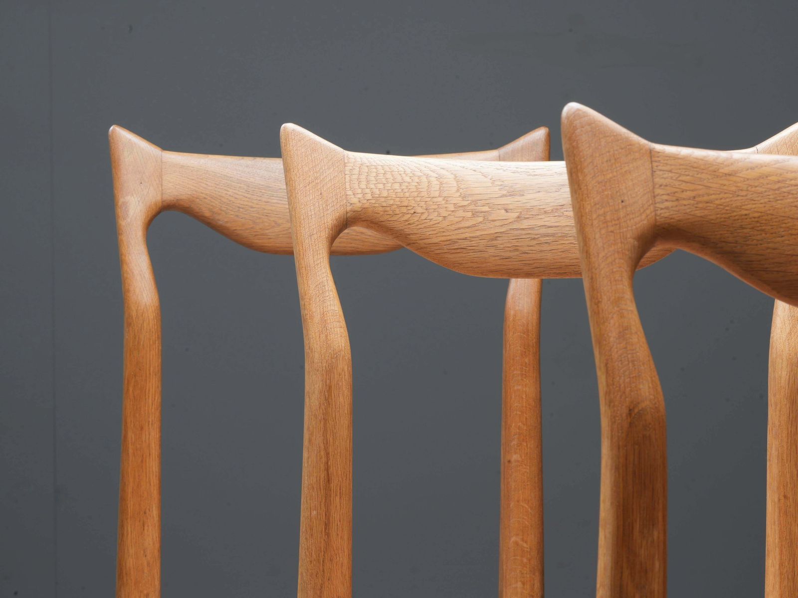 Set Of 6 Guillerme Et Chambron Dining Chairs In Oak, France, 1960's photo buy