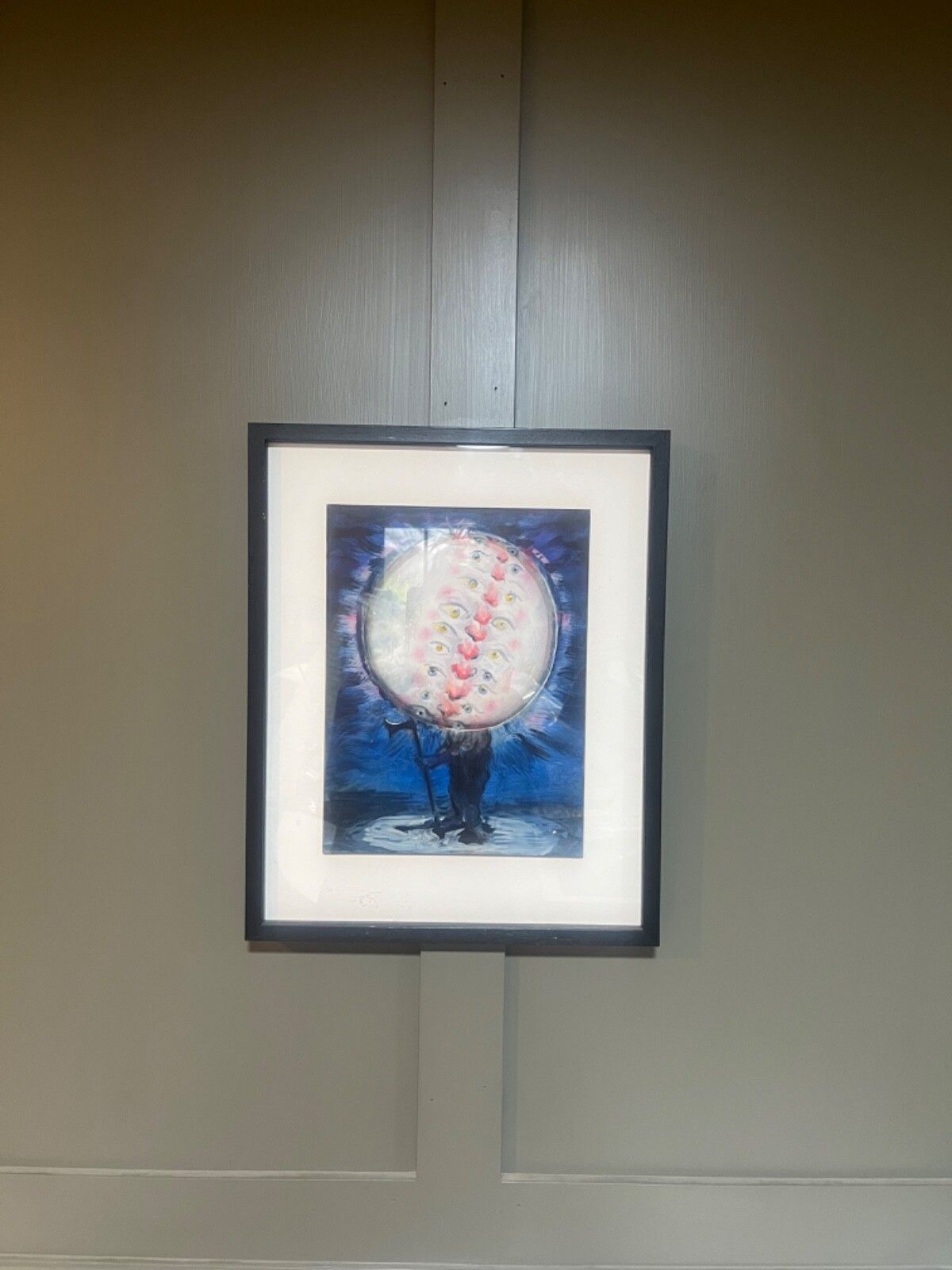 Nicola Bealing Oil Painting ‘Man In The Moon’ Oil On Paper On Board photo Art