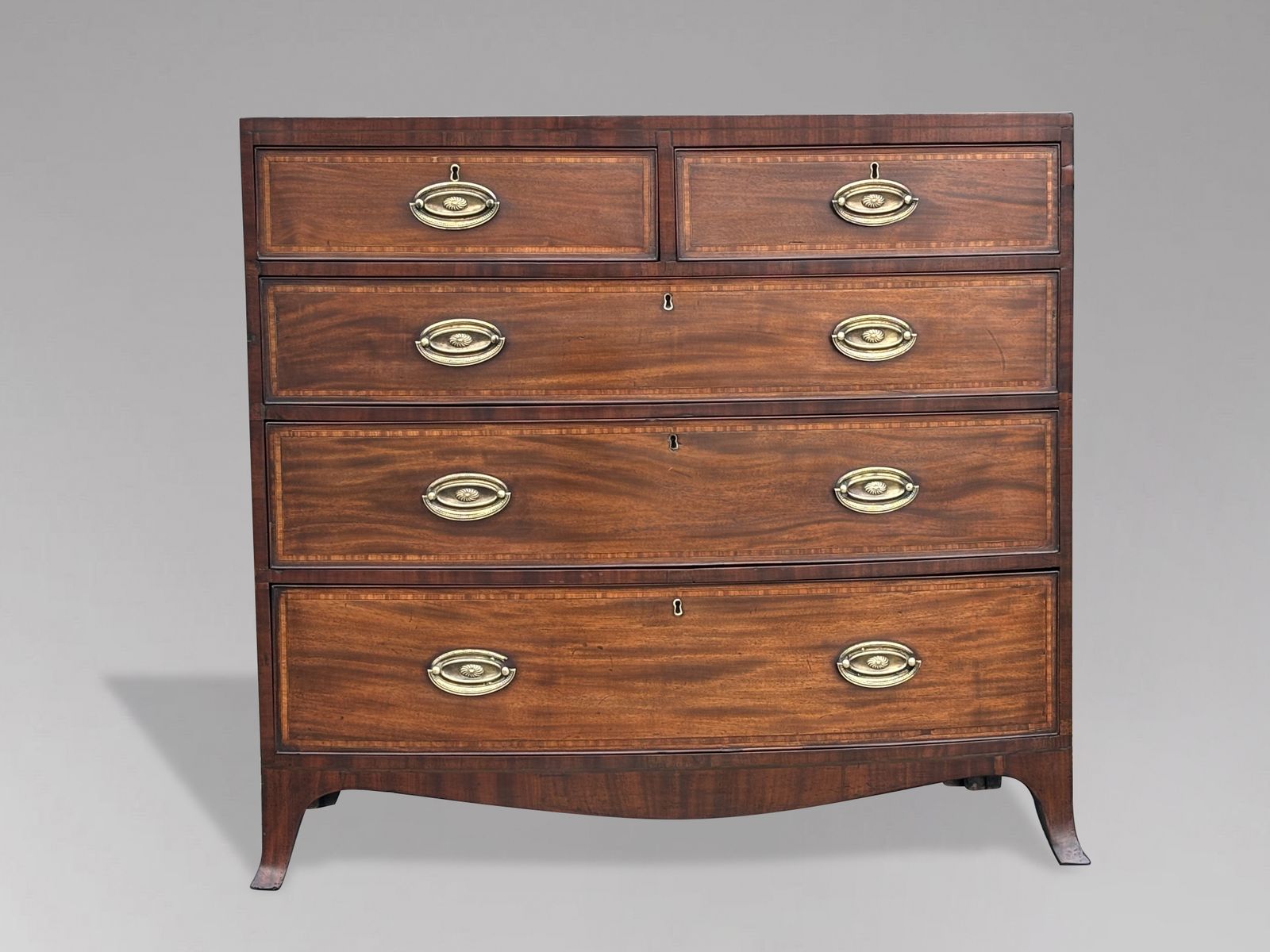photo furniture 19th Century Bow Front Mahogany Inlay Chest Of Drawers