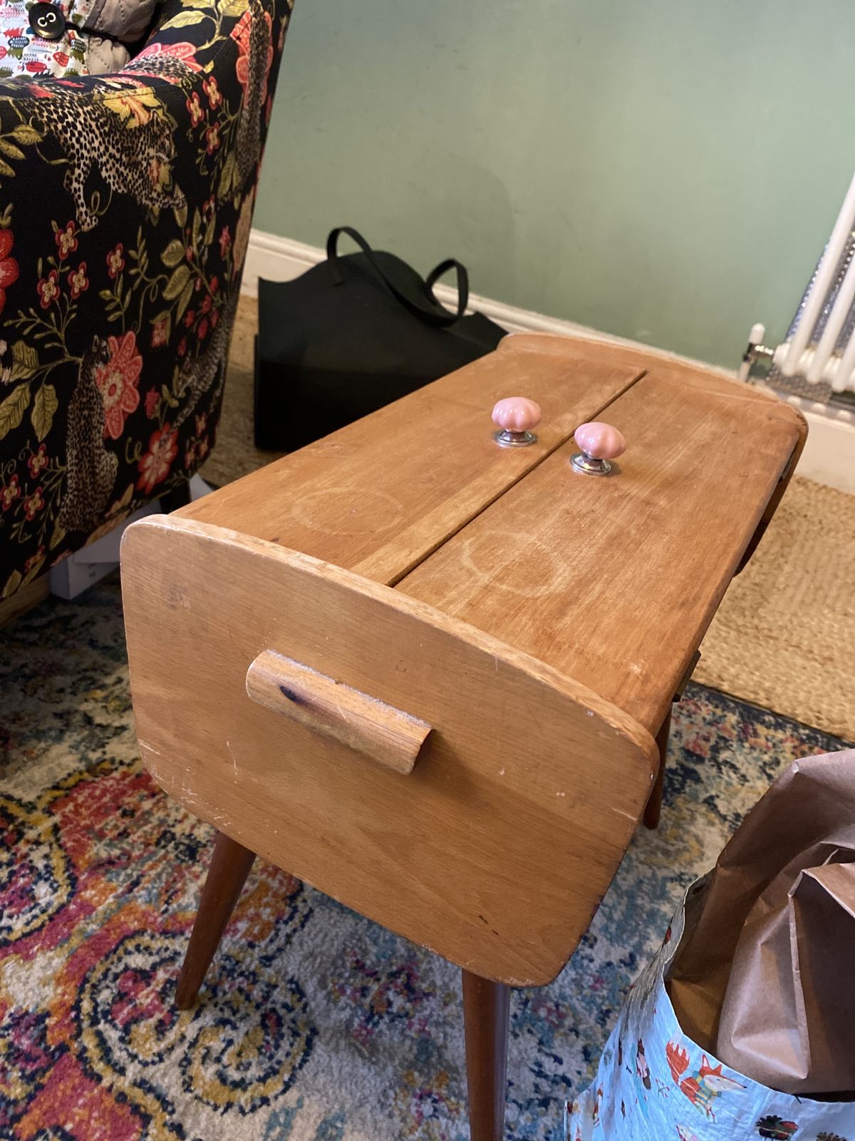 Mid Century Modern Sewing Box On Legs photo furniture