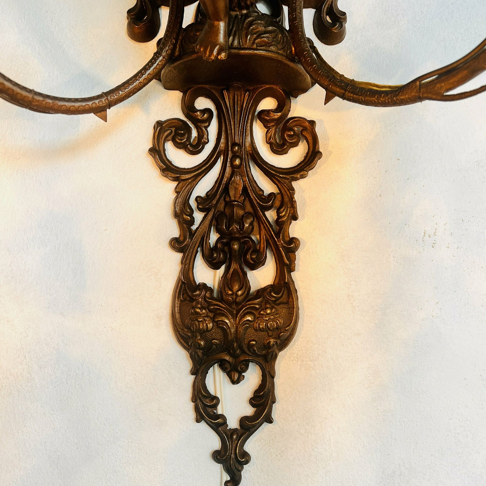 Unique French Cherub/Putti Wall Sconce 2 Arms, Crystals Lampshade, Pendant Light, Home Lighting, Hanging Lamp, Interior Design photo vintage