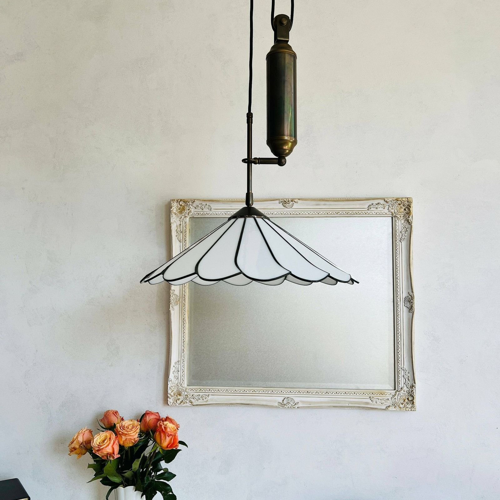 Hanglamp Met Trekpendel, Ca. Jaren 1970, Hanglamp Met Plexiglas, Art Deco Stijl photo for sale