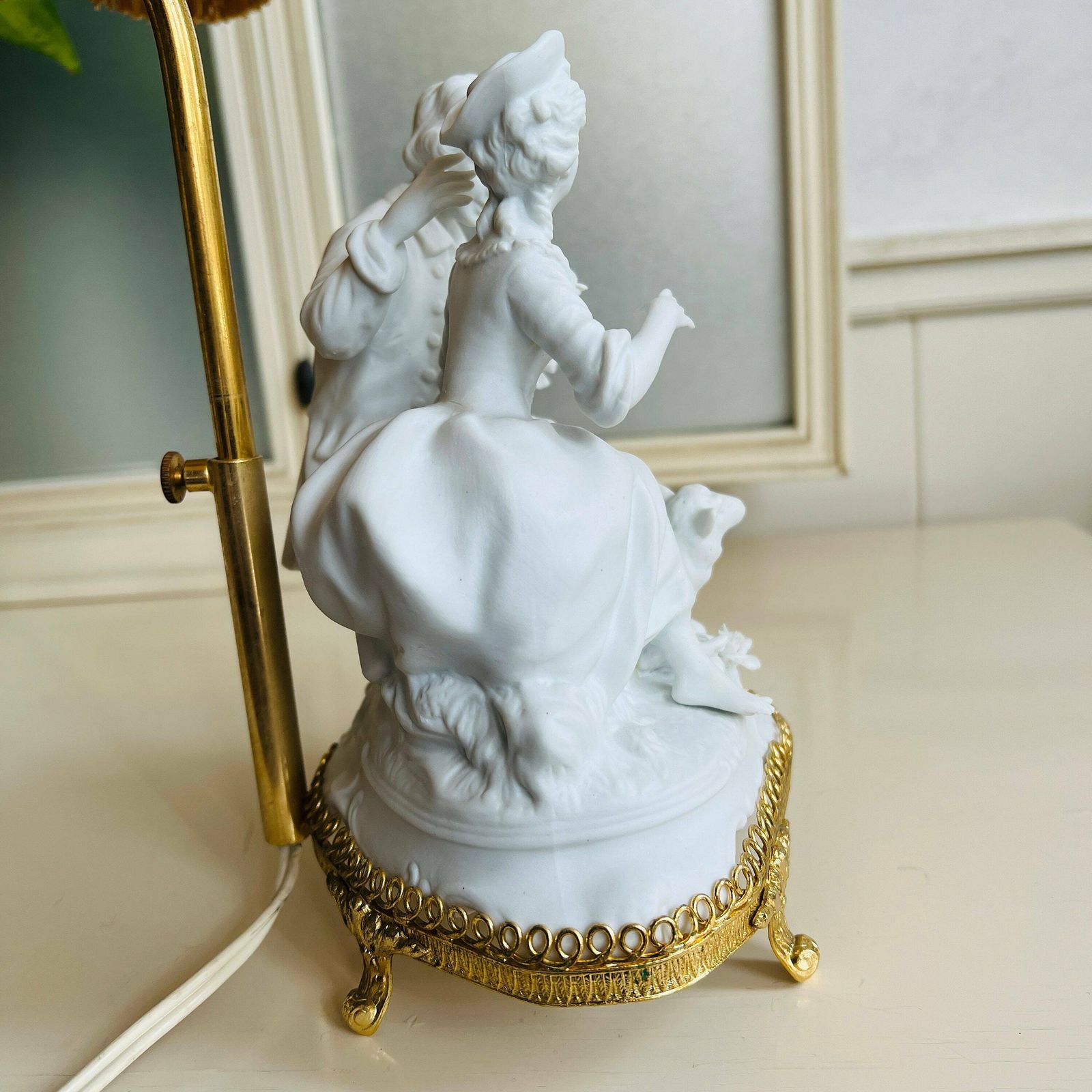Vintage Biscuit Porcelain Lamp, Beautiful Victorian Style, Interior Design, Home Lighting photo buy