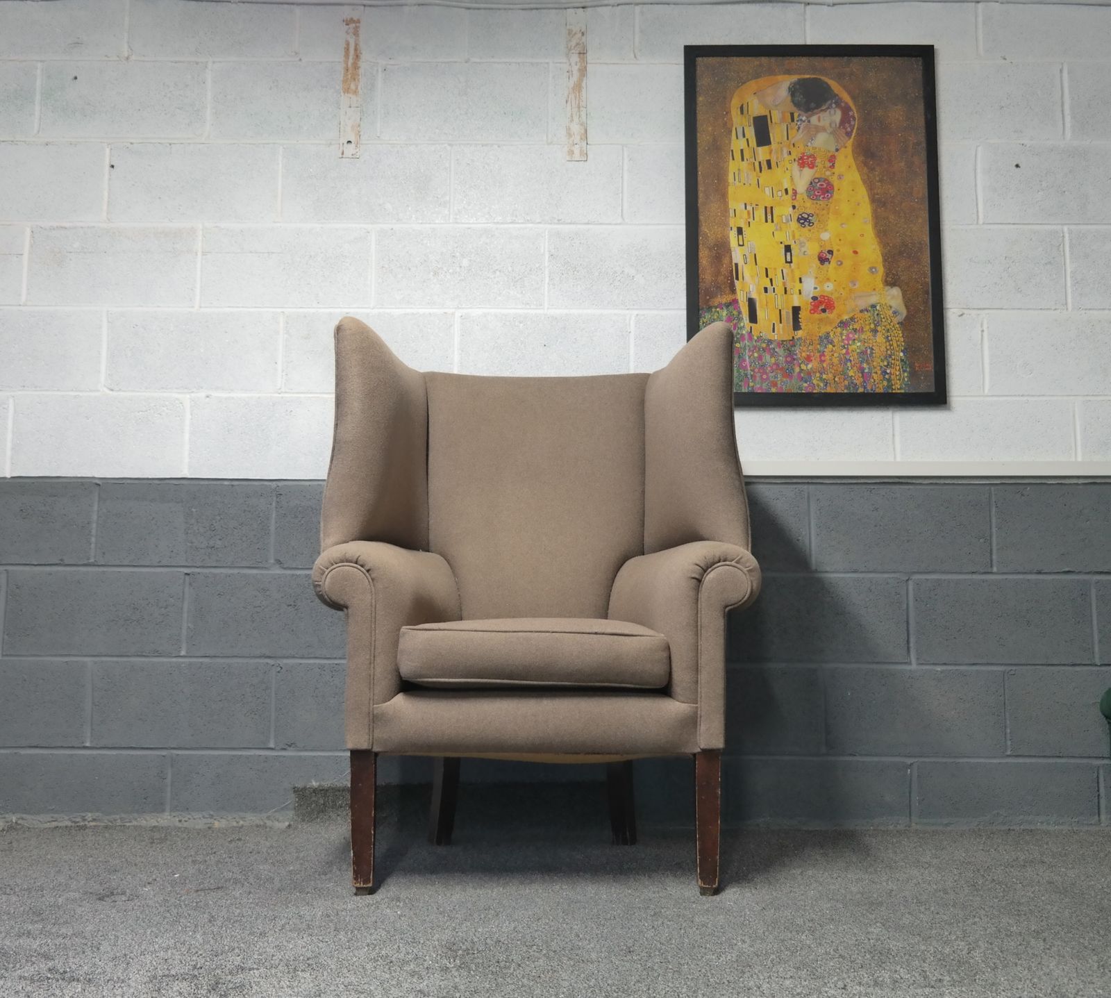 Stunning George III Wing Back Library Club Fireside Armchair   Sand photo buy