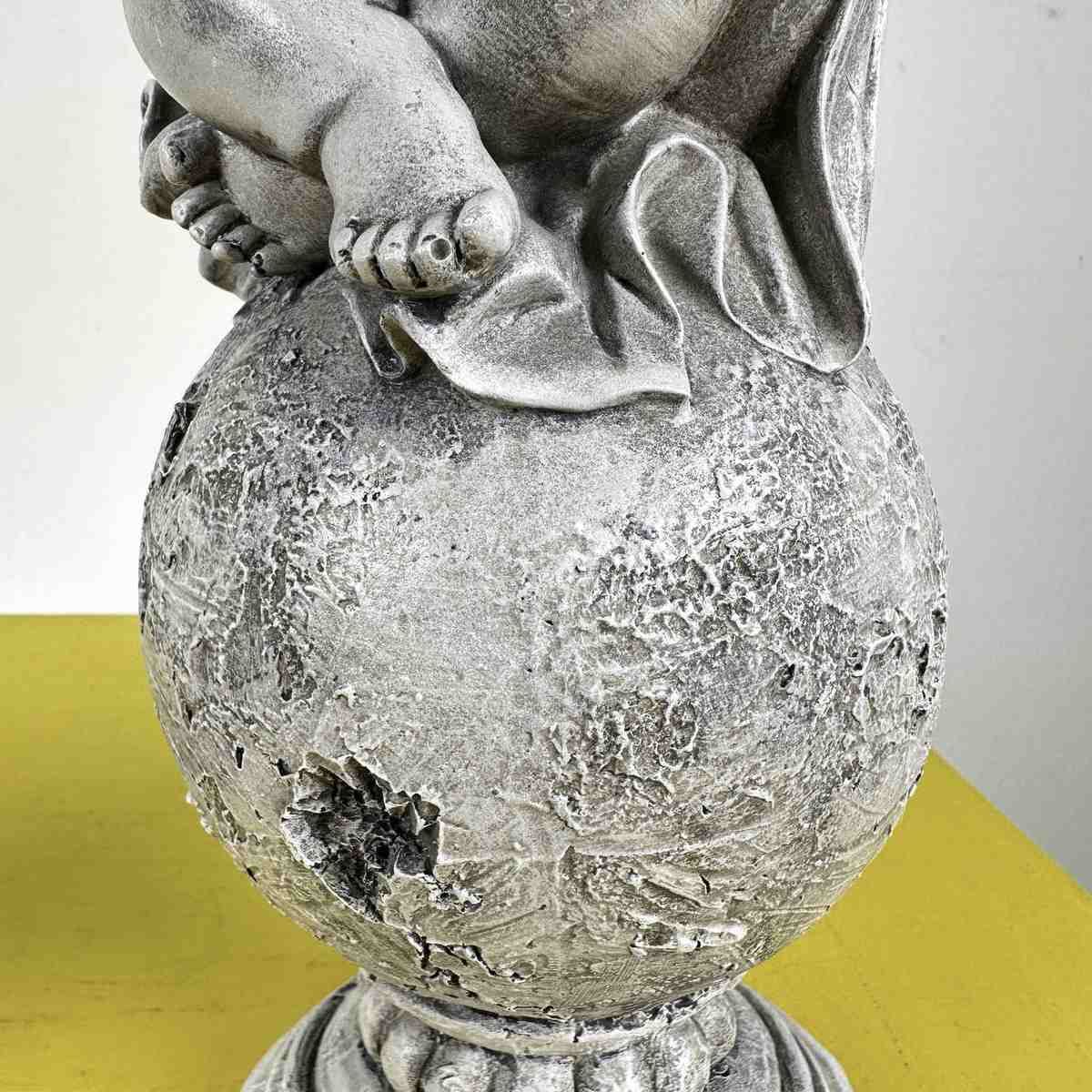 Pair Of Cherubs On Resin Sphere Pedestal photo 51.0
