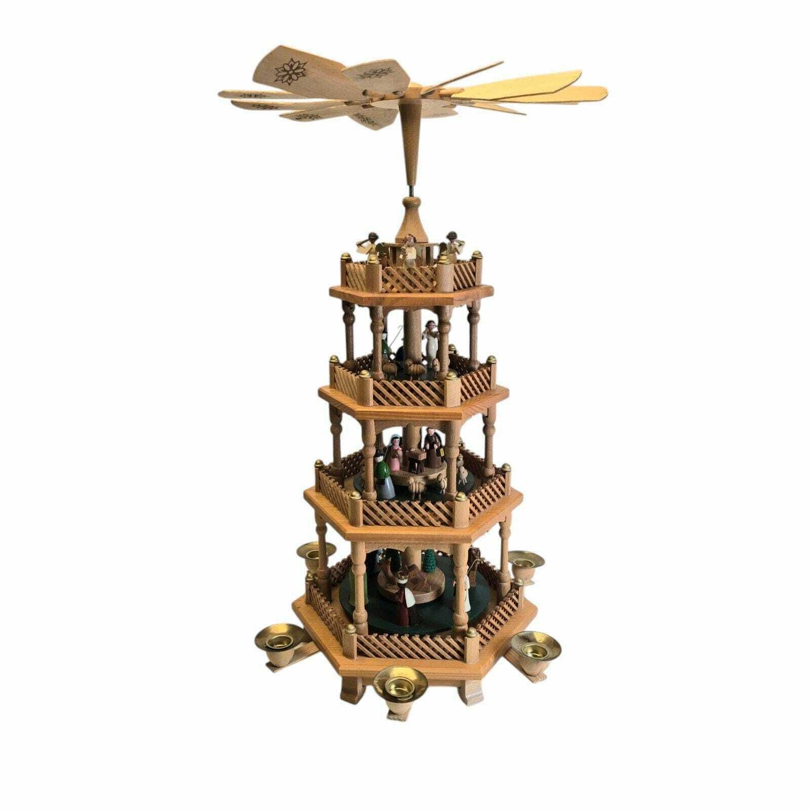 Vintage German Pyramid With Wooden Figurines And 6 Candles #13 photo furniture