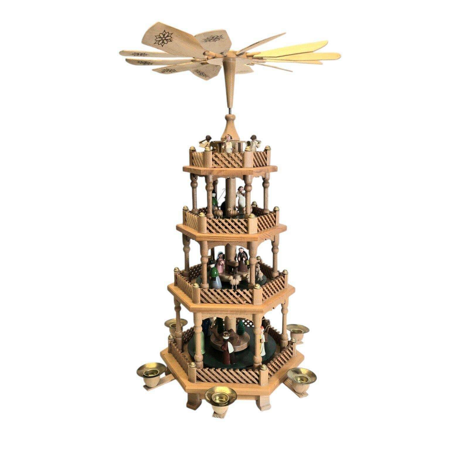 Vintage German Pyramid With Wooden Figurines And 6 Candles #13 photo for sale