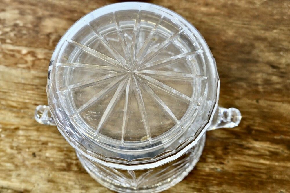 Large French Art Deco Hand Blown Cut Crystal Champaign Ice Bucket, Wine Cooler photo vinterior