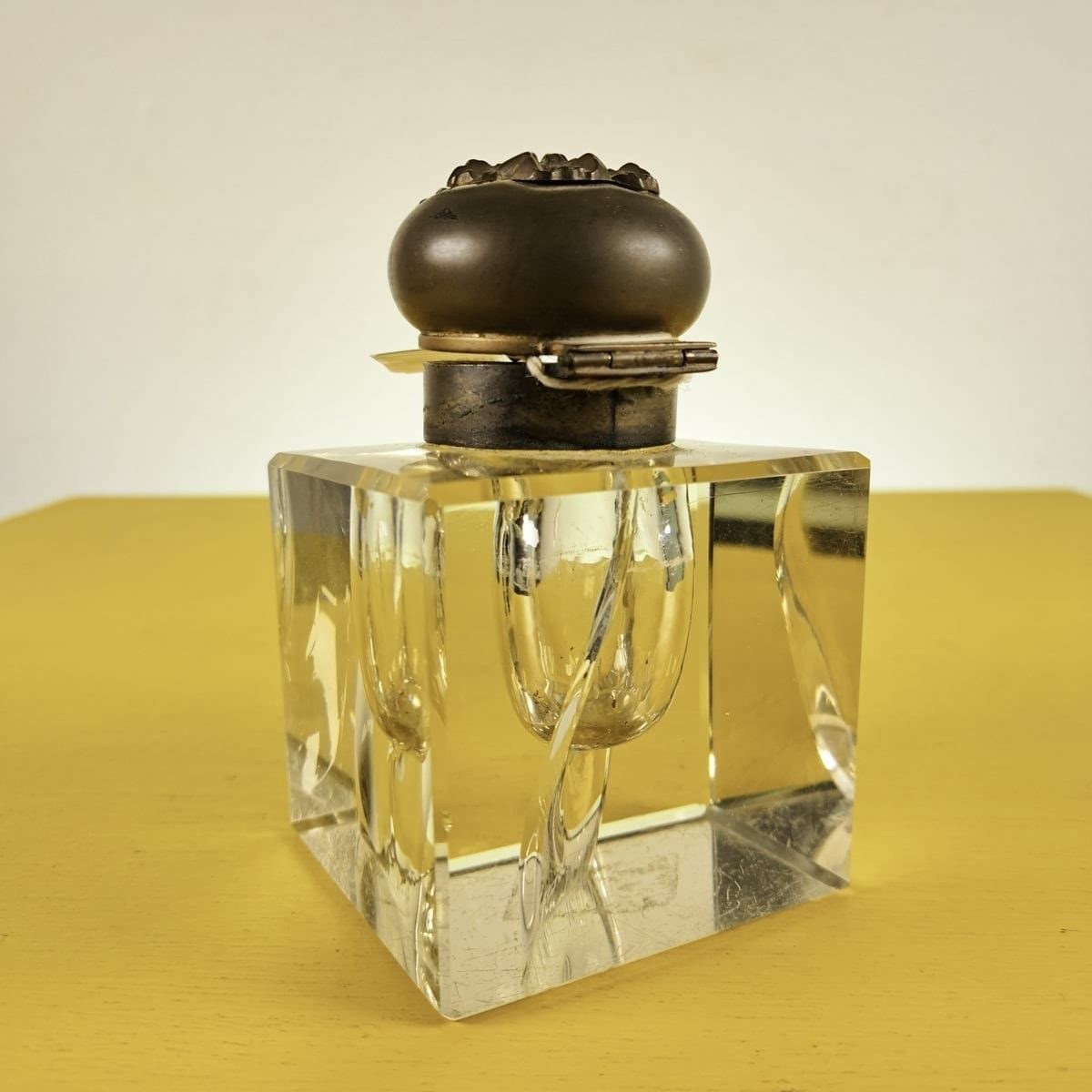 Early 1900s Glass And Metal Inkwell photo 154.0