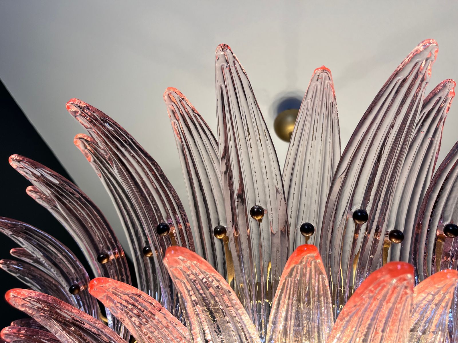 Murano Chandelier Original Palmette, Two Levels, 82 Pink Glasses photo Lighting