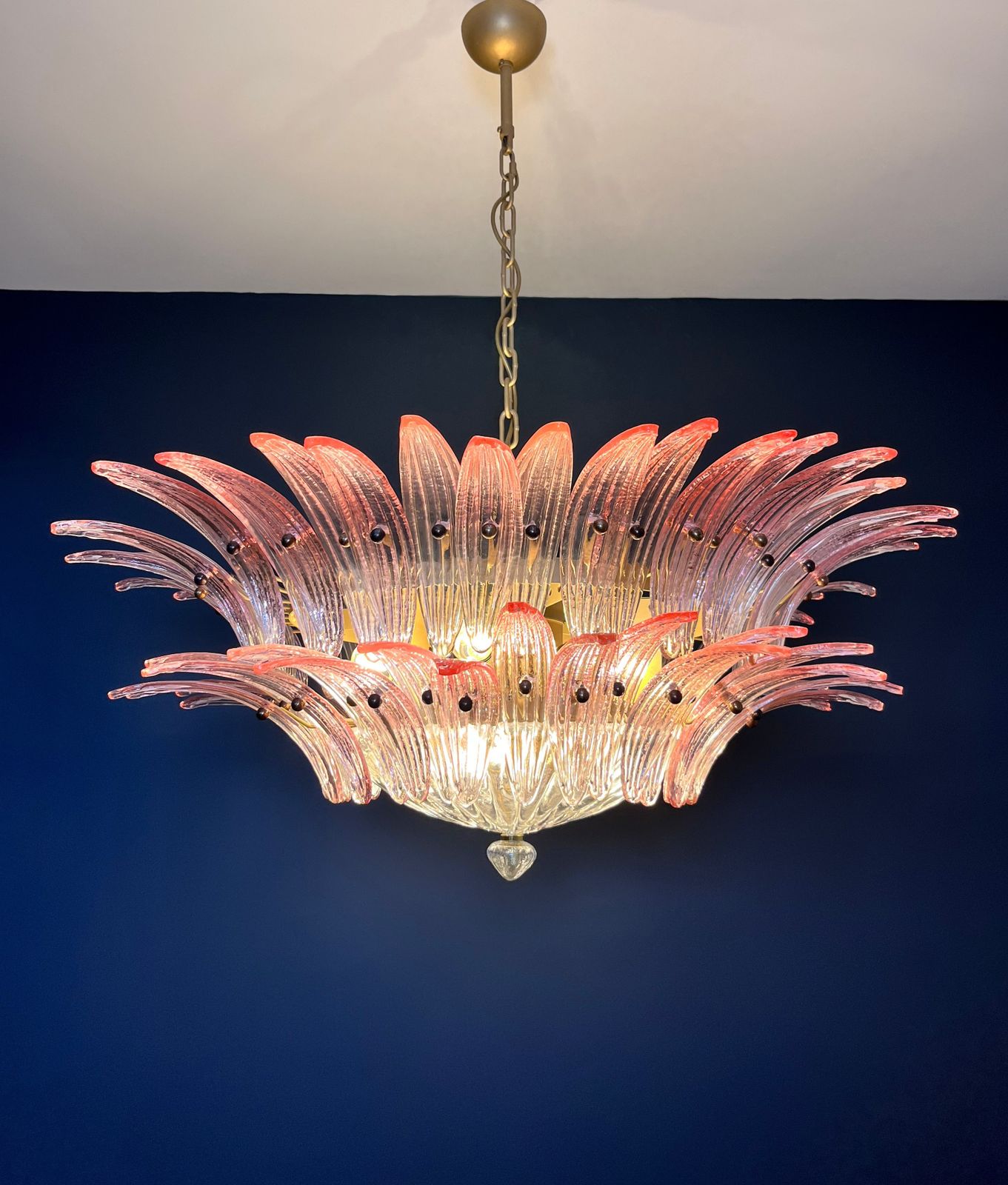Murano Chandelier Original Palmette, Two Levels, 82 Pink Glasses photo 2015.0