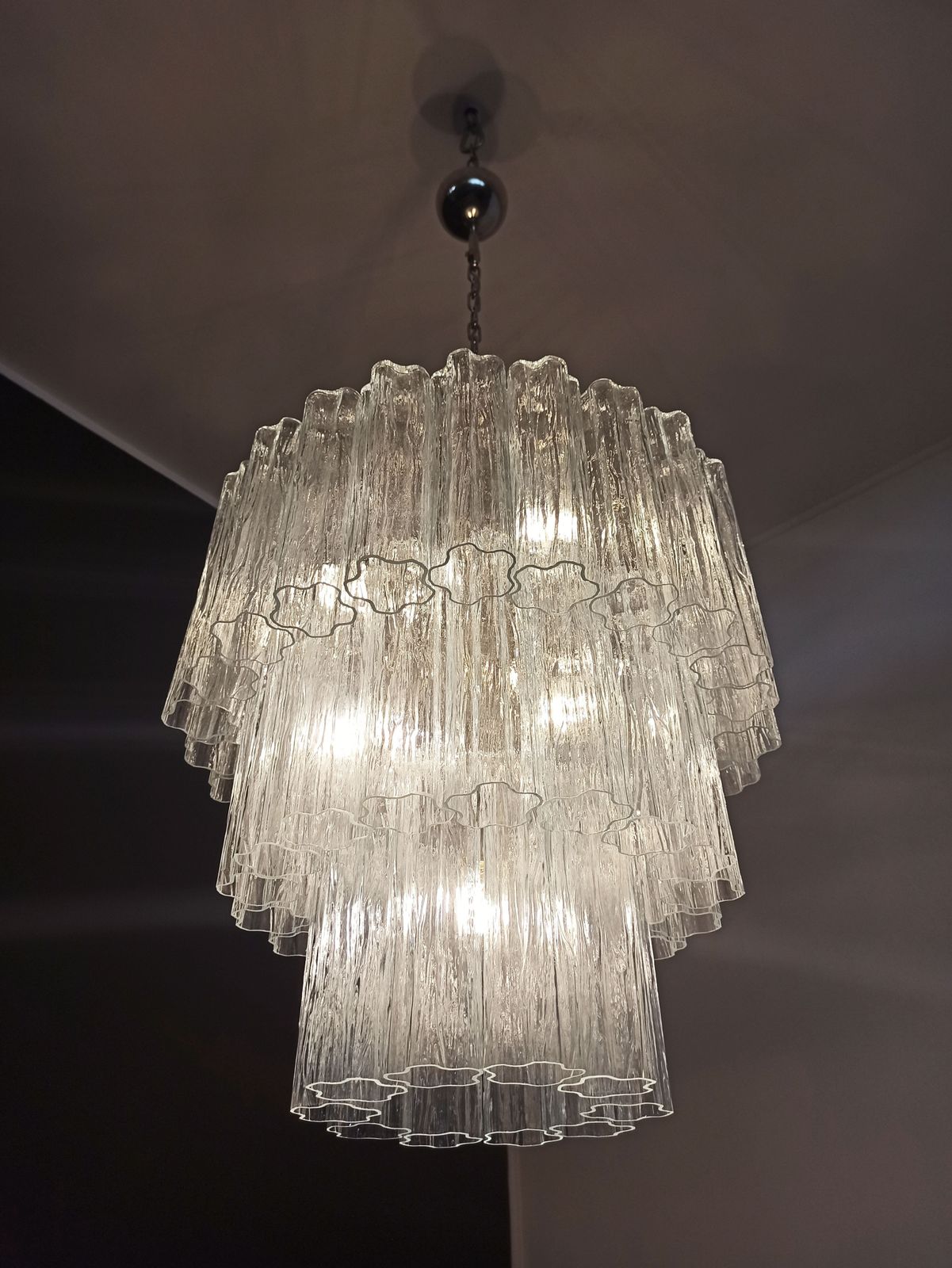 Lighting Large Three Tier Murano Glass Tube Chandelier   52 Glasses photo