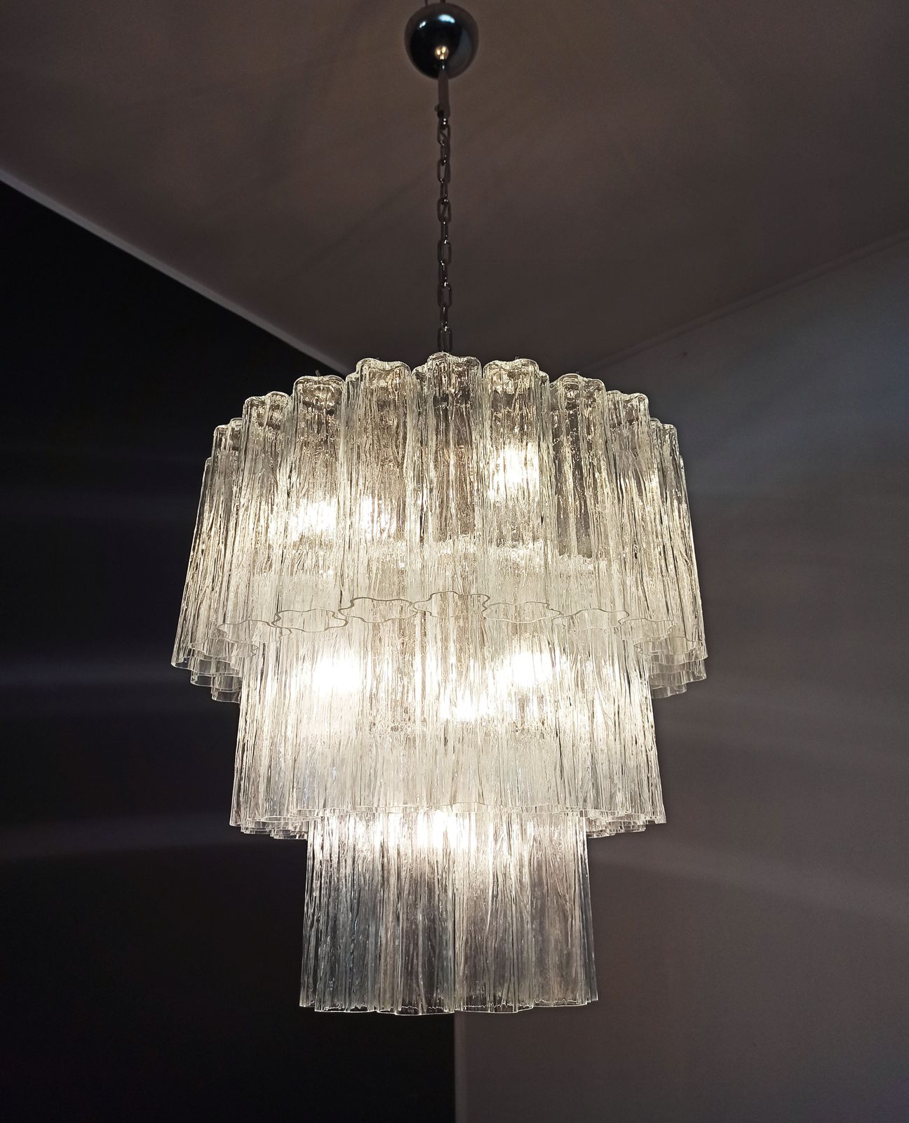 1100.0 Large Three Tier Murano Glass Tube Chandelier   52 Glasses photo