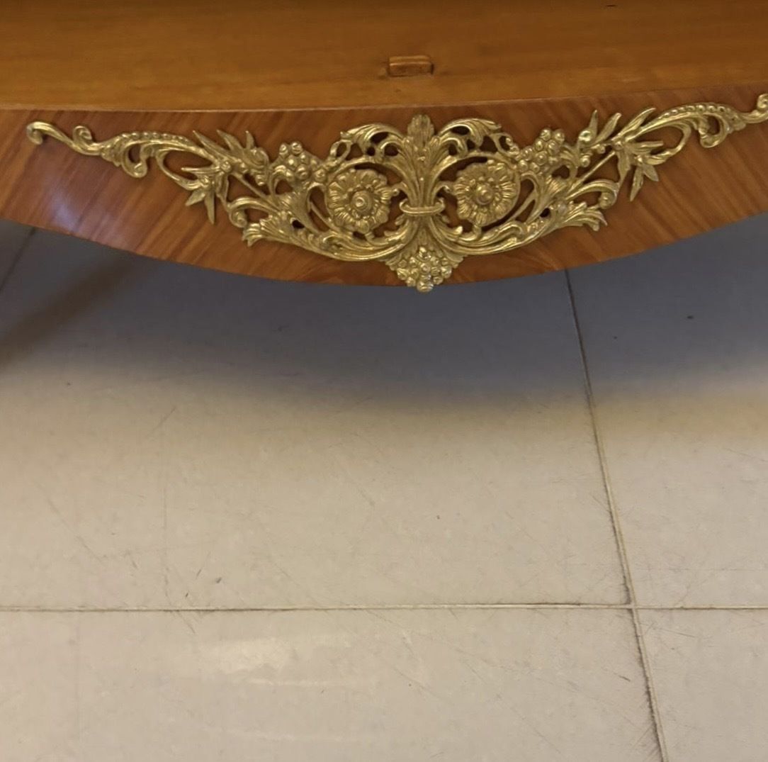 photo for sale Fine Quality Antique French Kingwood Marquetry And Parquetry Inlaid Marble Top Sideboard