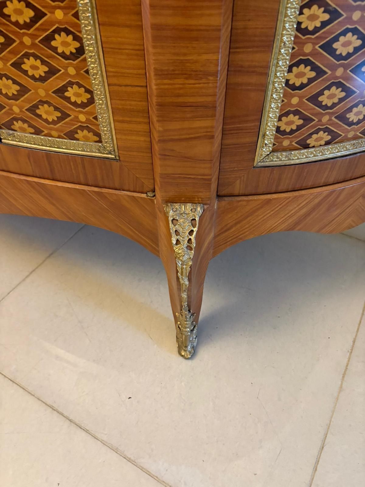 15000.0 Fine Quality Antique French Kingwood Marquetry And Parquetry Inlaid Marble Top Sideboard photo