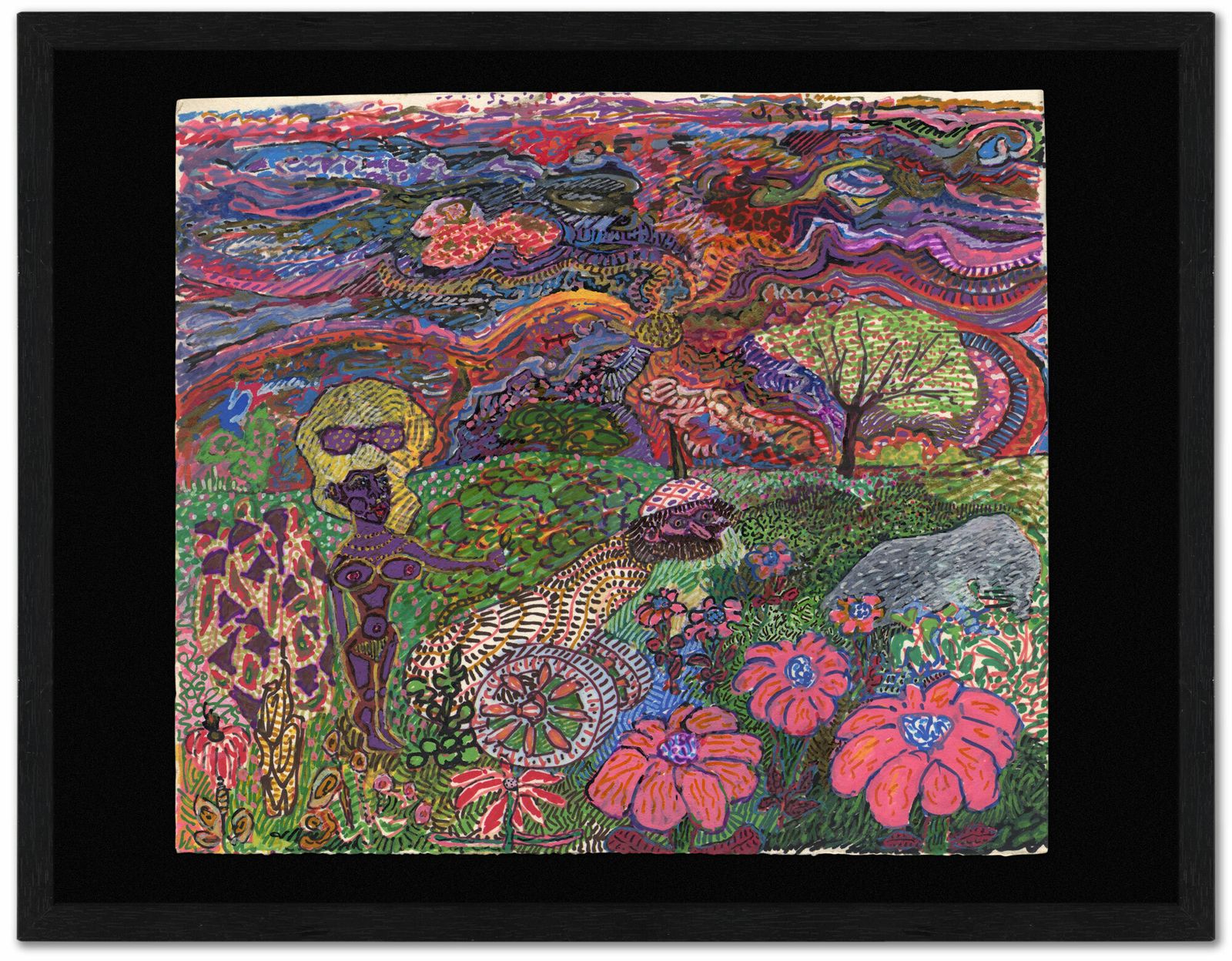 Jeremy Steig, “Untitled”, 1992, Original Signed Psychedelic Mixed Media Drawing photo Art