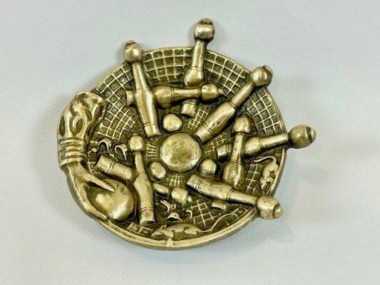 Bowling Ashtray In Bronze Attributed To National Brass And Iron Works, 1910s