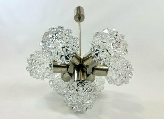 Mid Century 7 Arm Chandelier From Kamenický šenov, 1970s photo 506.0