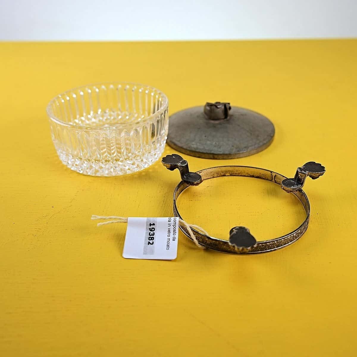 Vintage Centerpiece Composed Of Pewter Tray, Ground Glass Bowl With Lion’s Feet Pedestal photo Home Decor