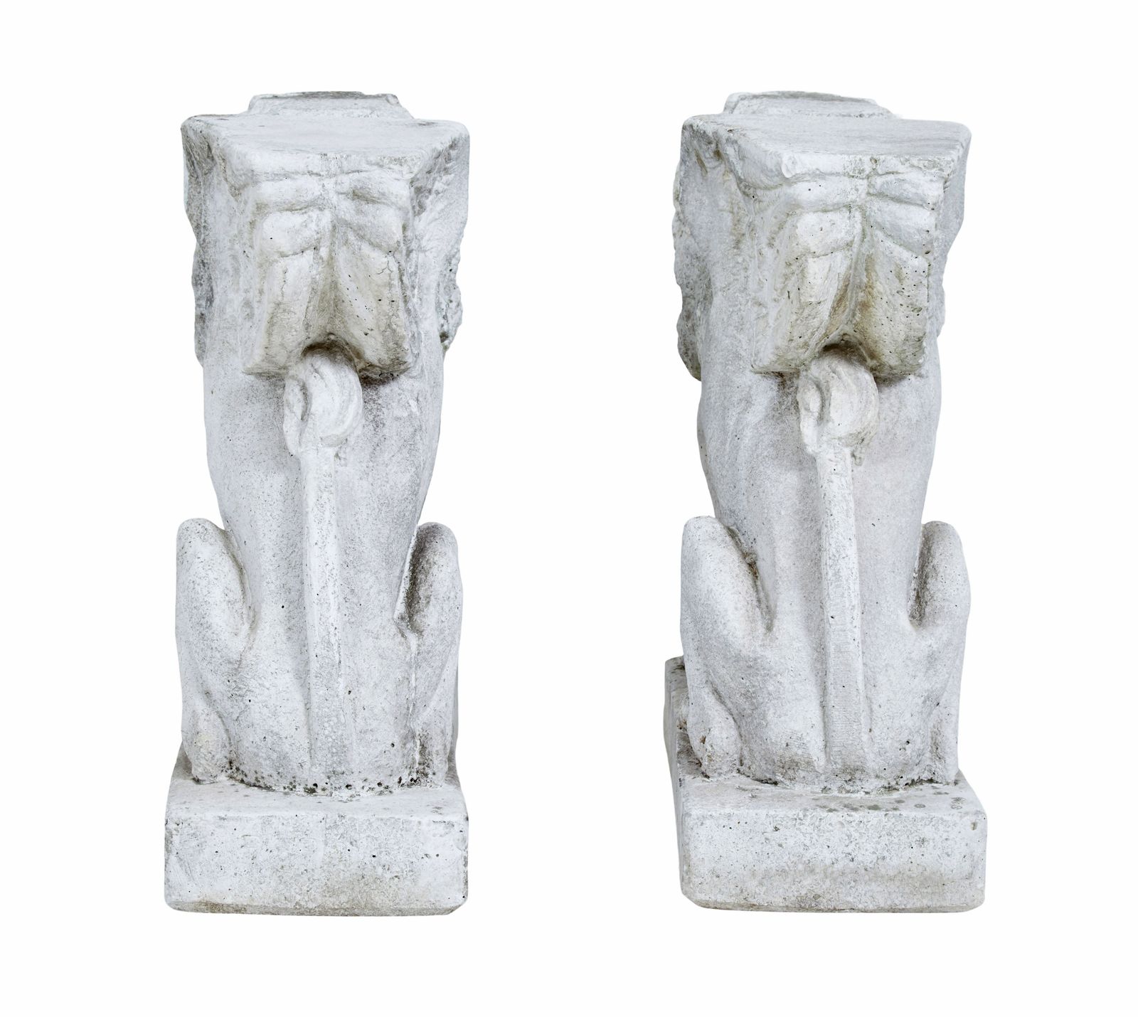 photo furniture Pair Of Early 20th Century Stone Garden Lion Pedestals
