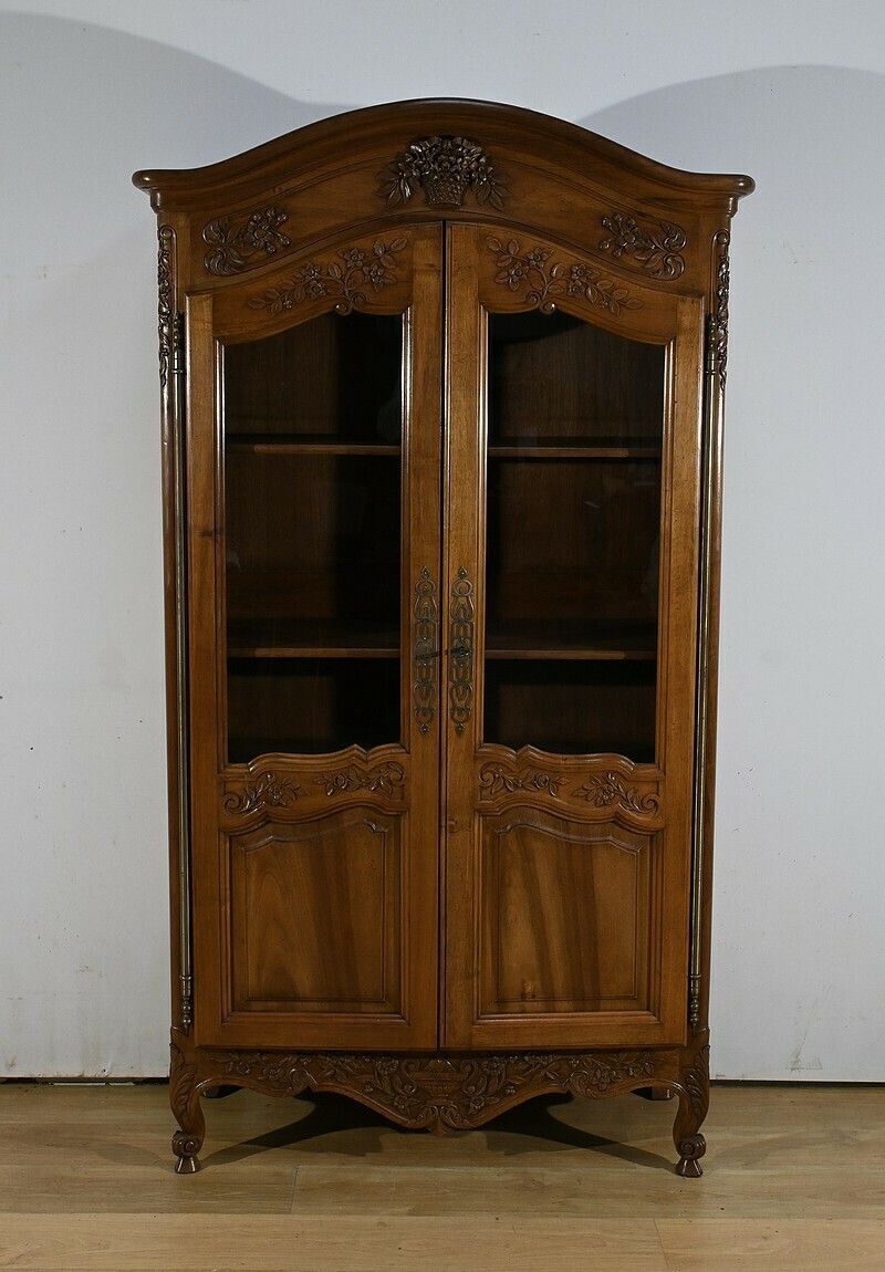 Walnut Display Cabinet, Louis XV Style – Late 19th Century photo furniture