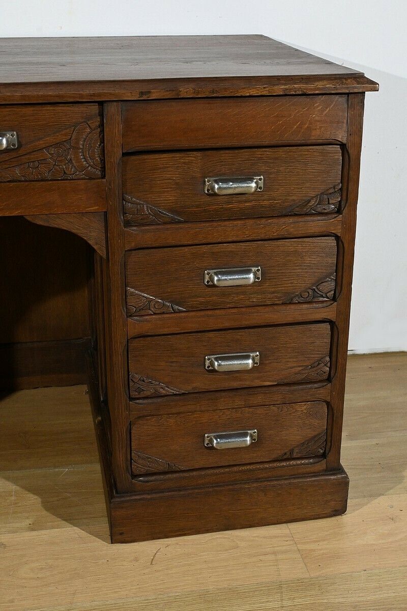 Furniture Oak Pedestal Desk, Art Deco – 1940 photo