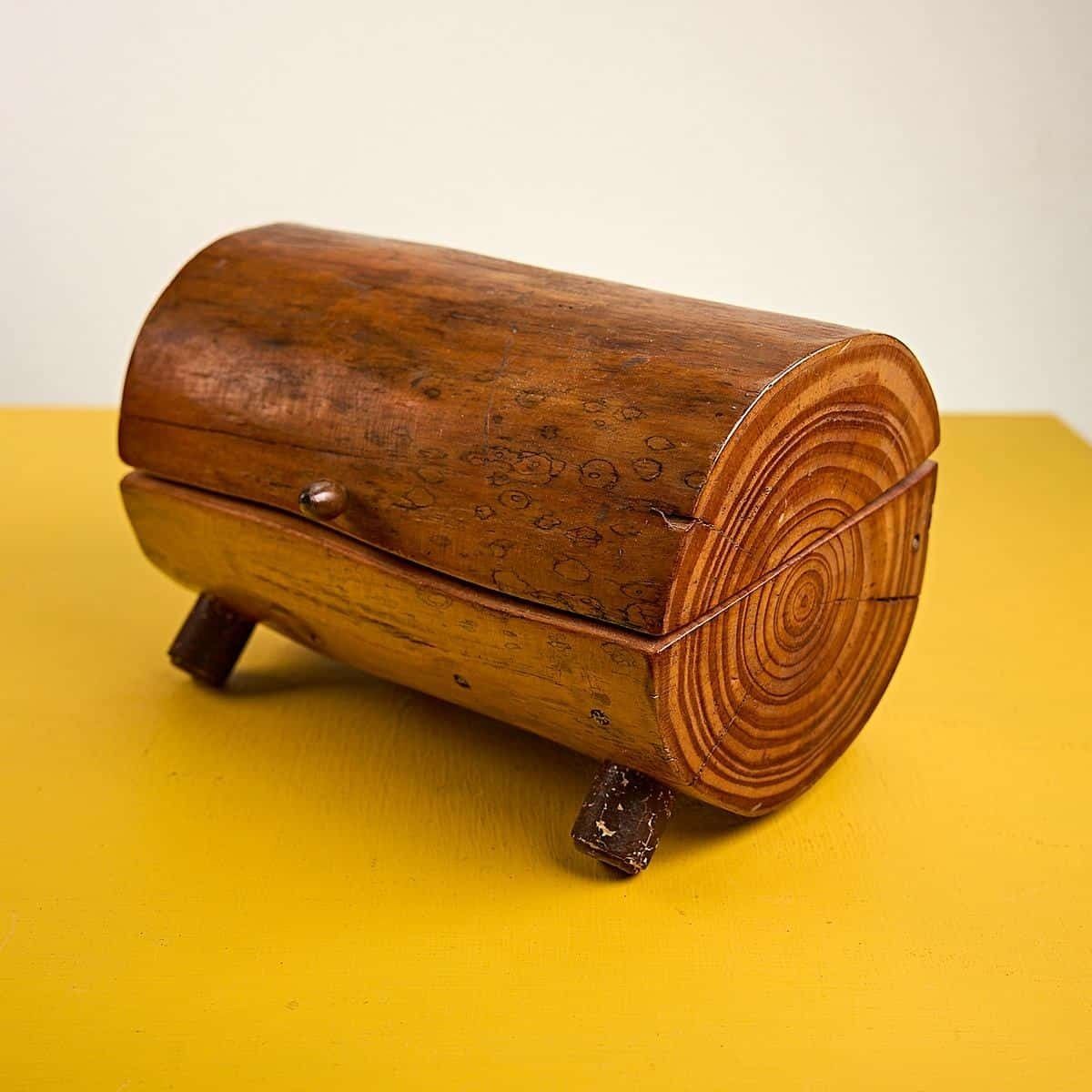 Vintage Wooden Box Made From A Trunk