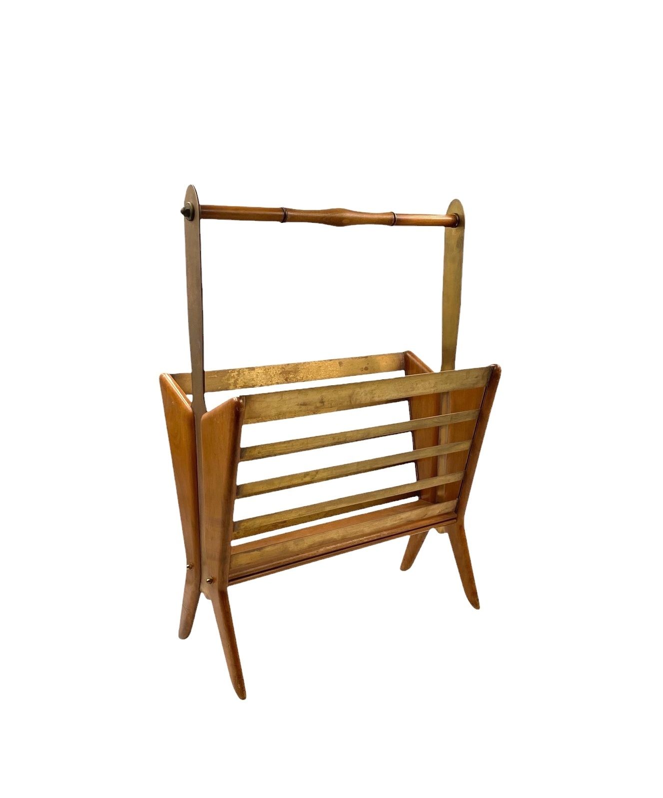 Mid Century Modern Brass Magazine Rack, Ico E Luisa Parisi  Italy 1950 photo vintage