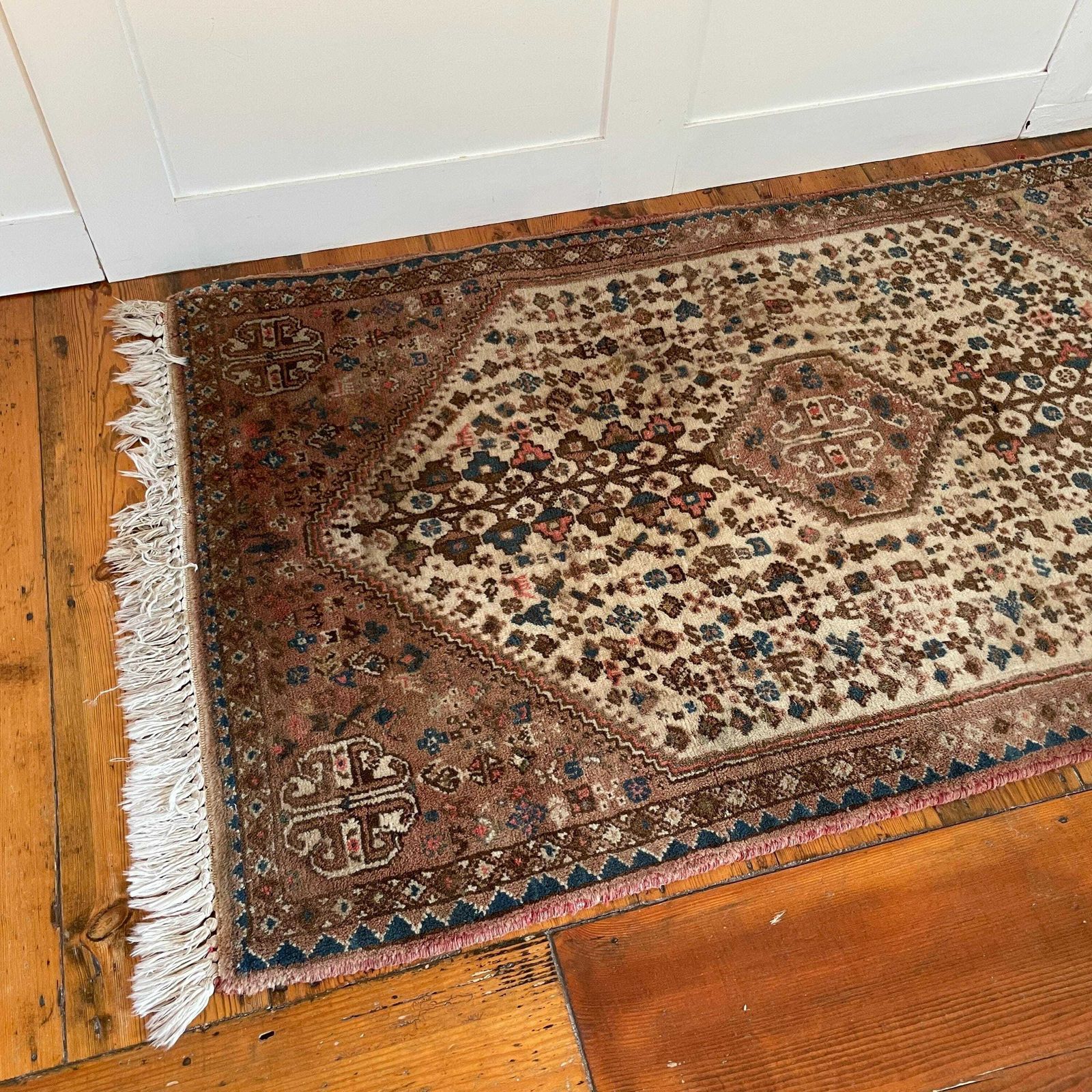 Antique Woven Rug Carpet Mat Rectangle Wool Vintage Pattern Woven Floor Mat Handmade Textile Patterned Pattern Earthy Tones photo furniture