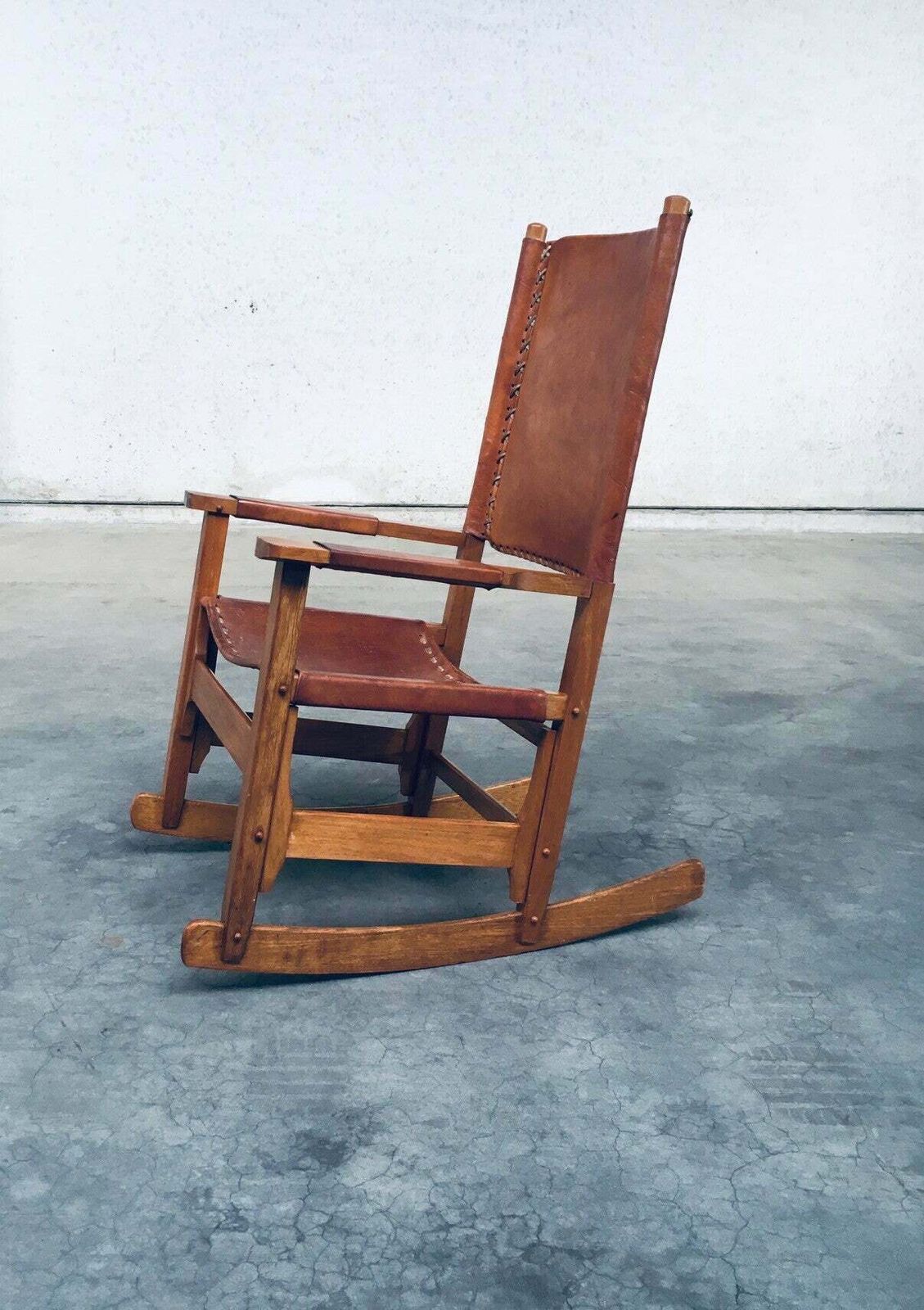 South American Design Leather Rocking Chair By Werner Biermann For Artesano Bogota, Colombia 1960's photo buy