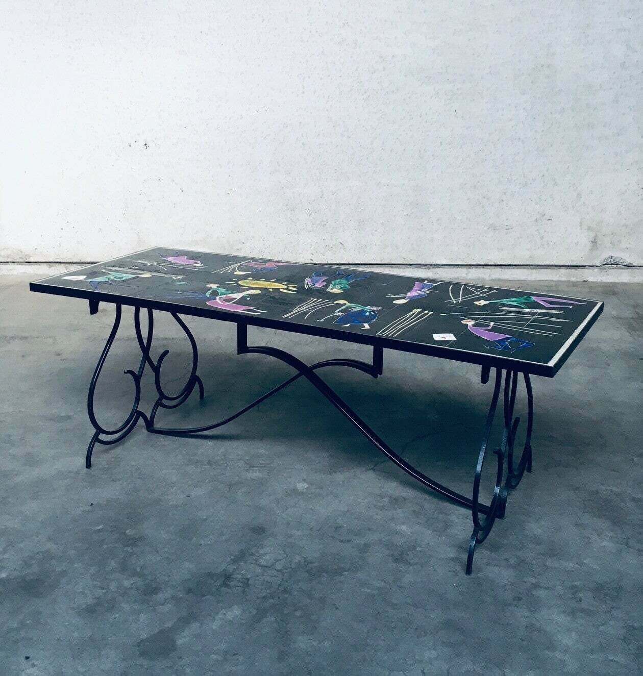 Rare Midcentury Artist Ceramic Dining Table By Snyers, Belgium 1950's photo furniture