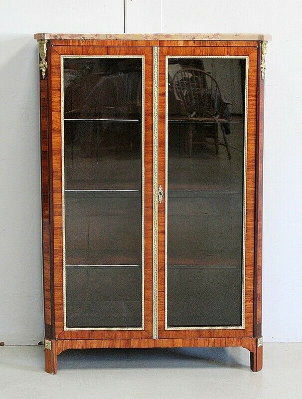 Small Display Cabinet In Blond Mahogany Veneer, Louis XVI Style – 19th Century