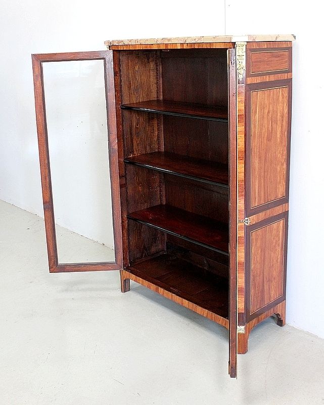 Small Display Cabinet In Blond Mahogany Veneer, Louis XVI Style – 19th Century photo Furniture